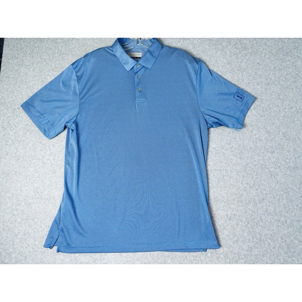PGA Tour Golf Polo Blue White Darts Short Sleeve Shirt Men's Size Large